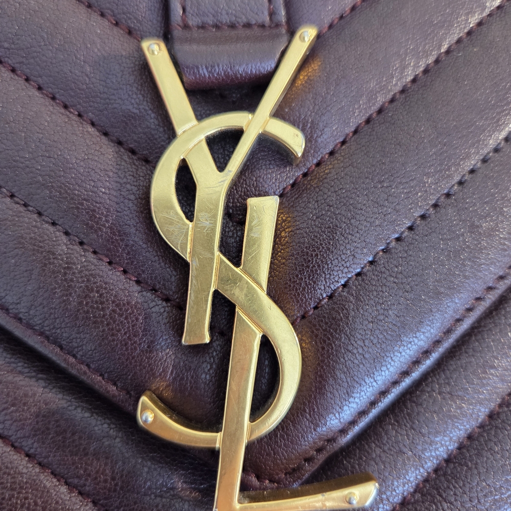 YVES SAINT LAURENT Cassandra Envelope Bag Authentic Burgundy Leather - Picture 8 of 15